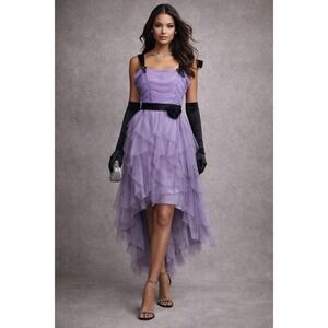 DEB Dress Womens XL Lavender Fairycore Y2K Goth Prom Layered Tulle HOCO READ